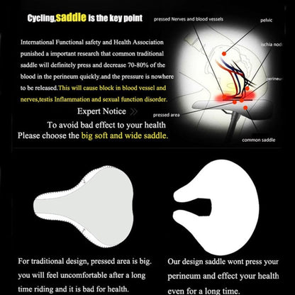No-Nose Bicycle Saddle for Mountain Bikes with Thick Soft Padding (Blue)