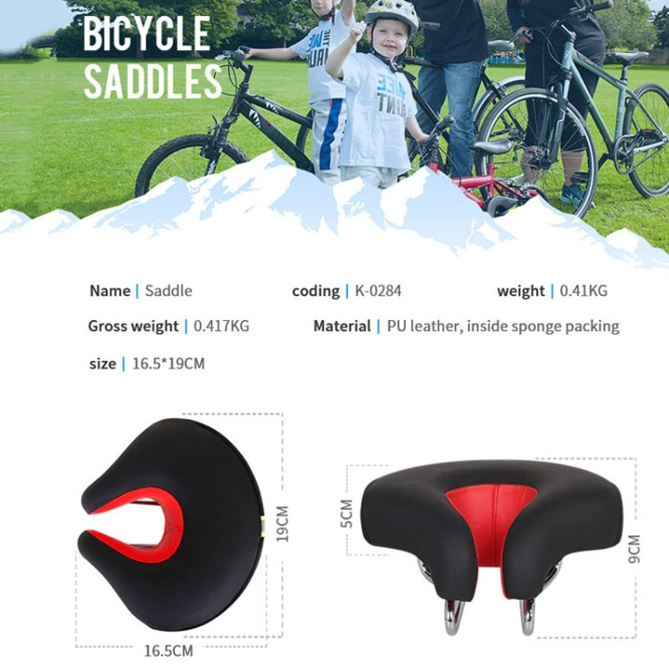 No-Nose Bicycle Saddle for Mountain Bikes with Thick Soft Padding (Blue)