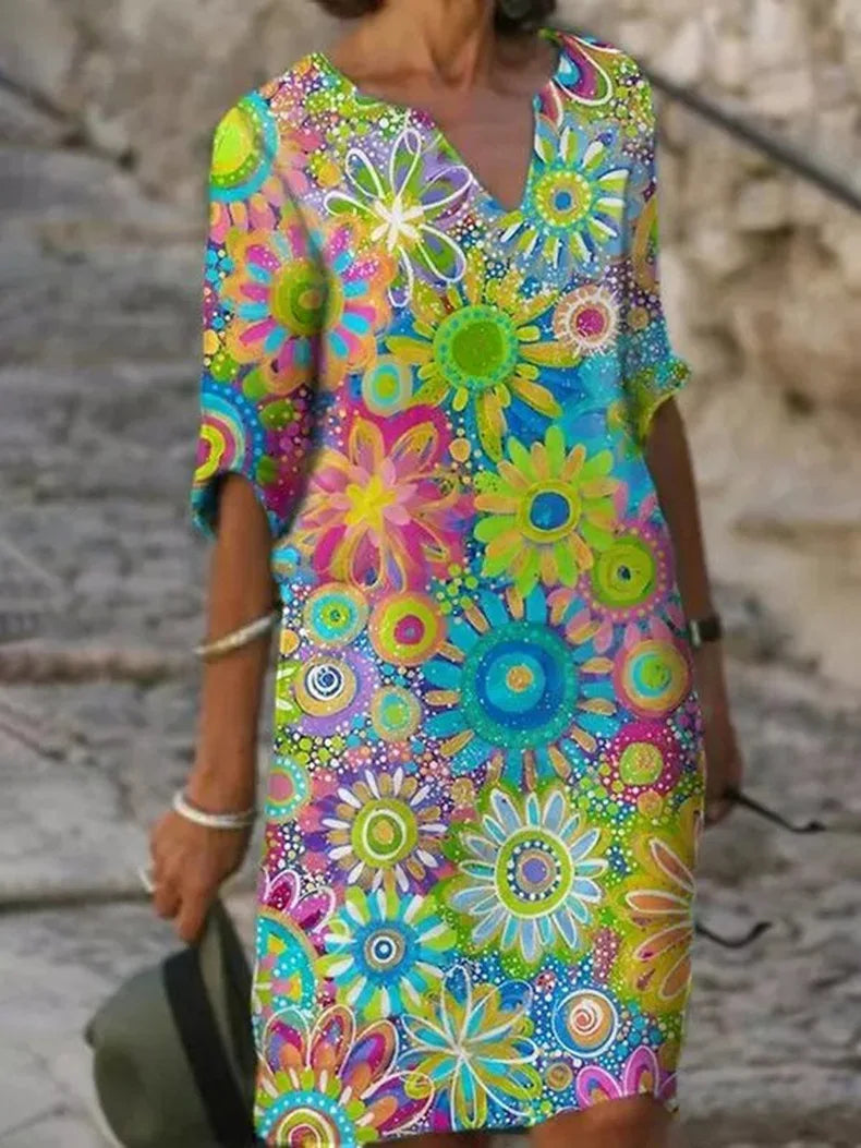 Women’s V-Neck Floral Print Summer Dress | Mini