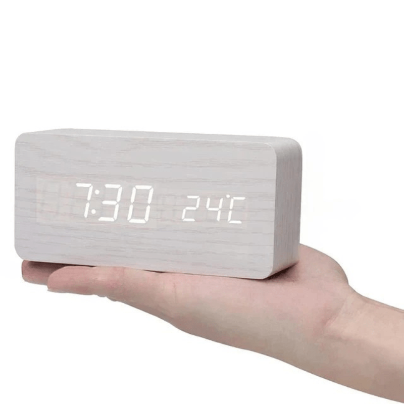 LED Wood Clock with Voice Control for Stylish Time Display