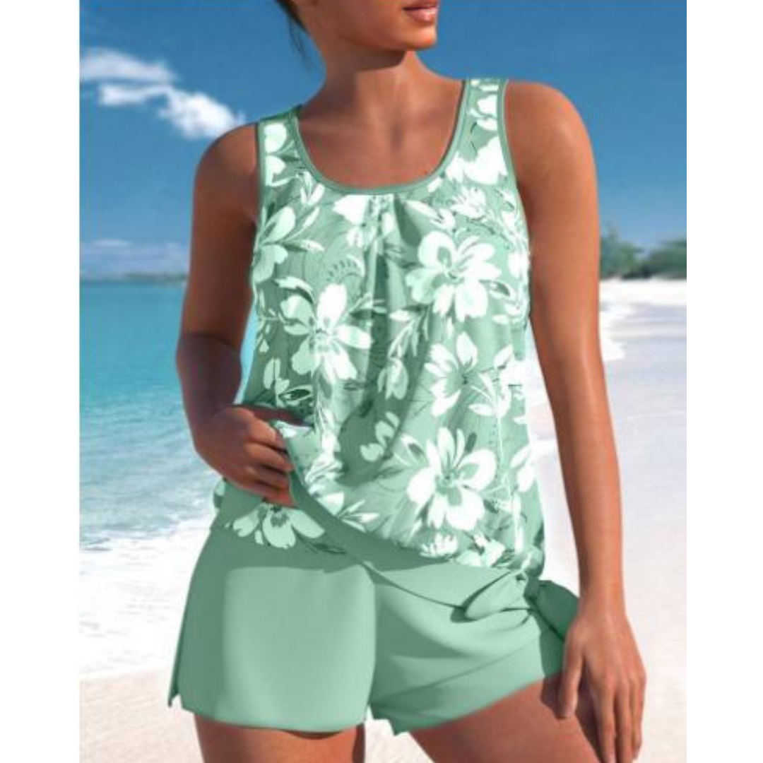 Women's Floral Print Tankini Set | Two-Piece