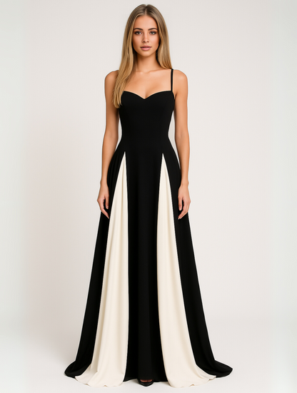 Women's Two-Tone Pleated Evening Gown | Sweetheart Neckline