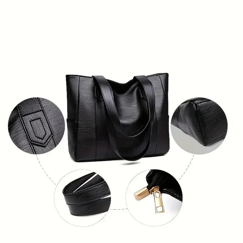 Elegant Leather Shoulder Bag with Retro Touch and Smooth Surface
