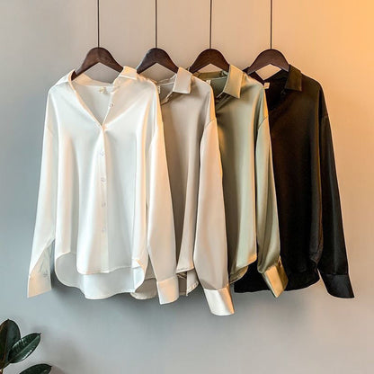 Women's Formal Long Sleeve Blouse with Collar | Loose Fit