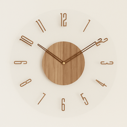 Silent Wooden Wall Clock in Minimalist Design
