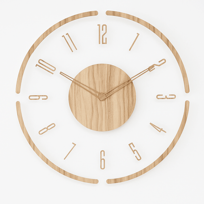 Silent Wooden Wall Clock in Minimalist Design