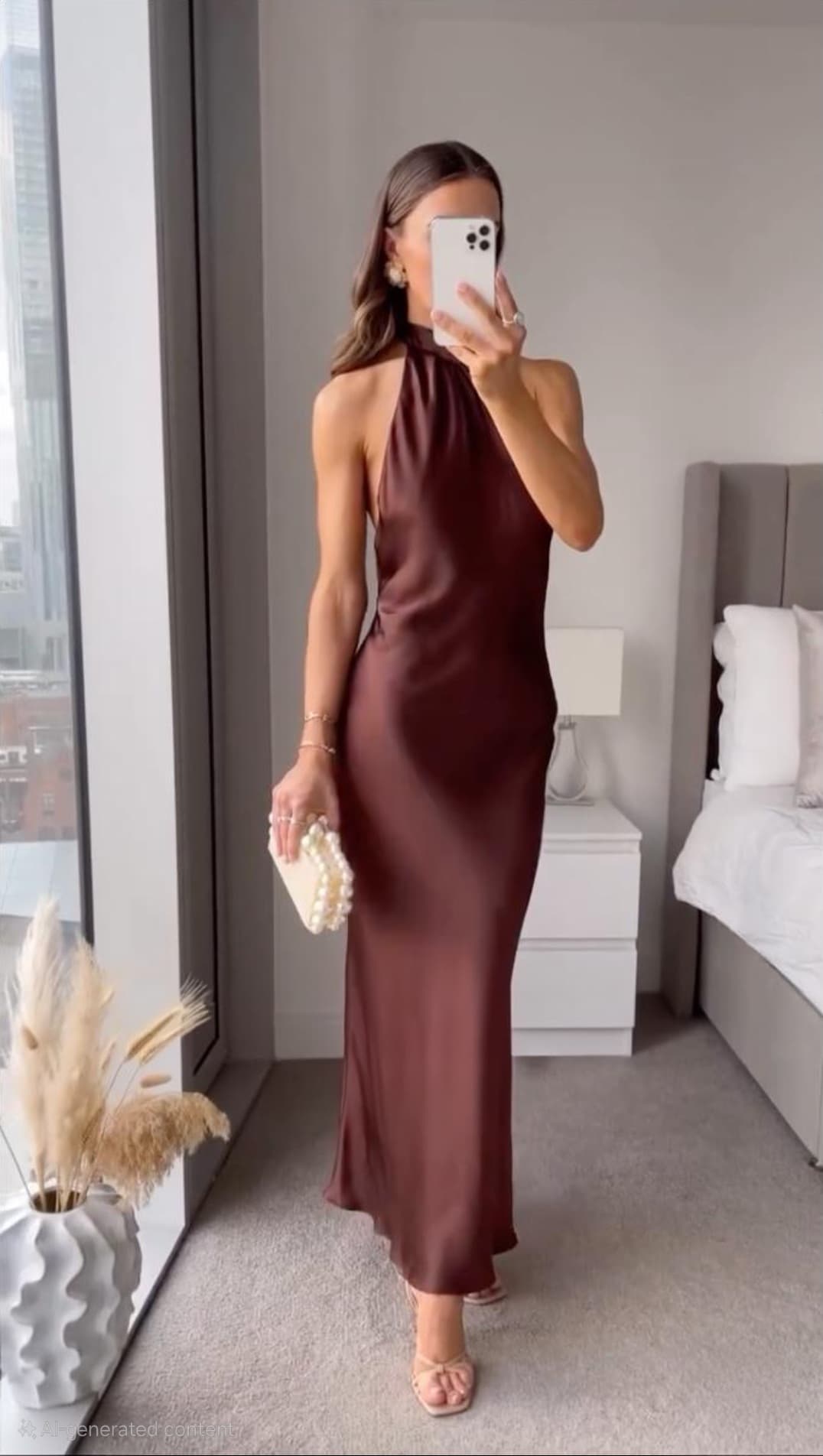 Women's Halter Neck Backless Cocktail Dress | Midi