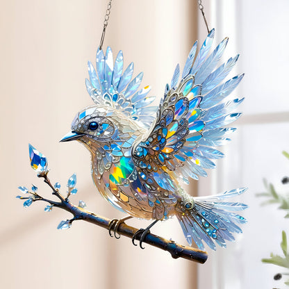 Stained Glass Effect Bluebird Window Suncatcher Hanging Decor