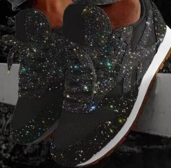 Women's Casual Glitter Sneakers | Lace-Up Closure