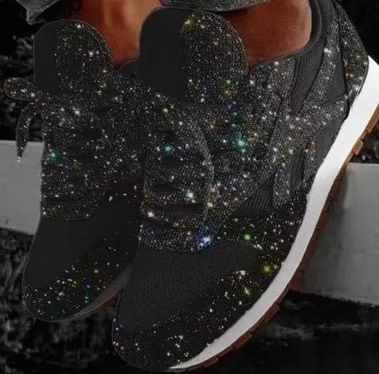 Women's Casual Glitter Sneakers | Lace-Up Closure