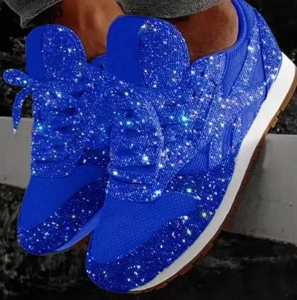 Women's Casual Glitter Sneakers | Lace-Up Closure