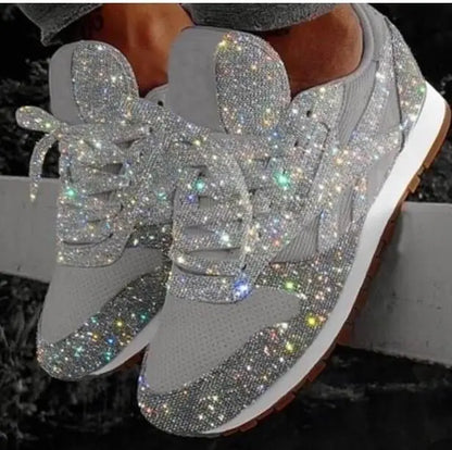 Women's Casual Glitter Sneakers | Lace-Up Closure