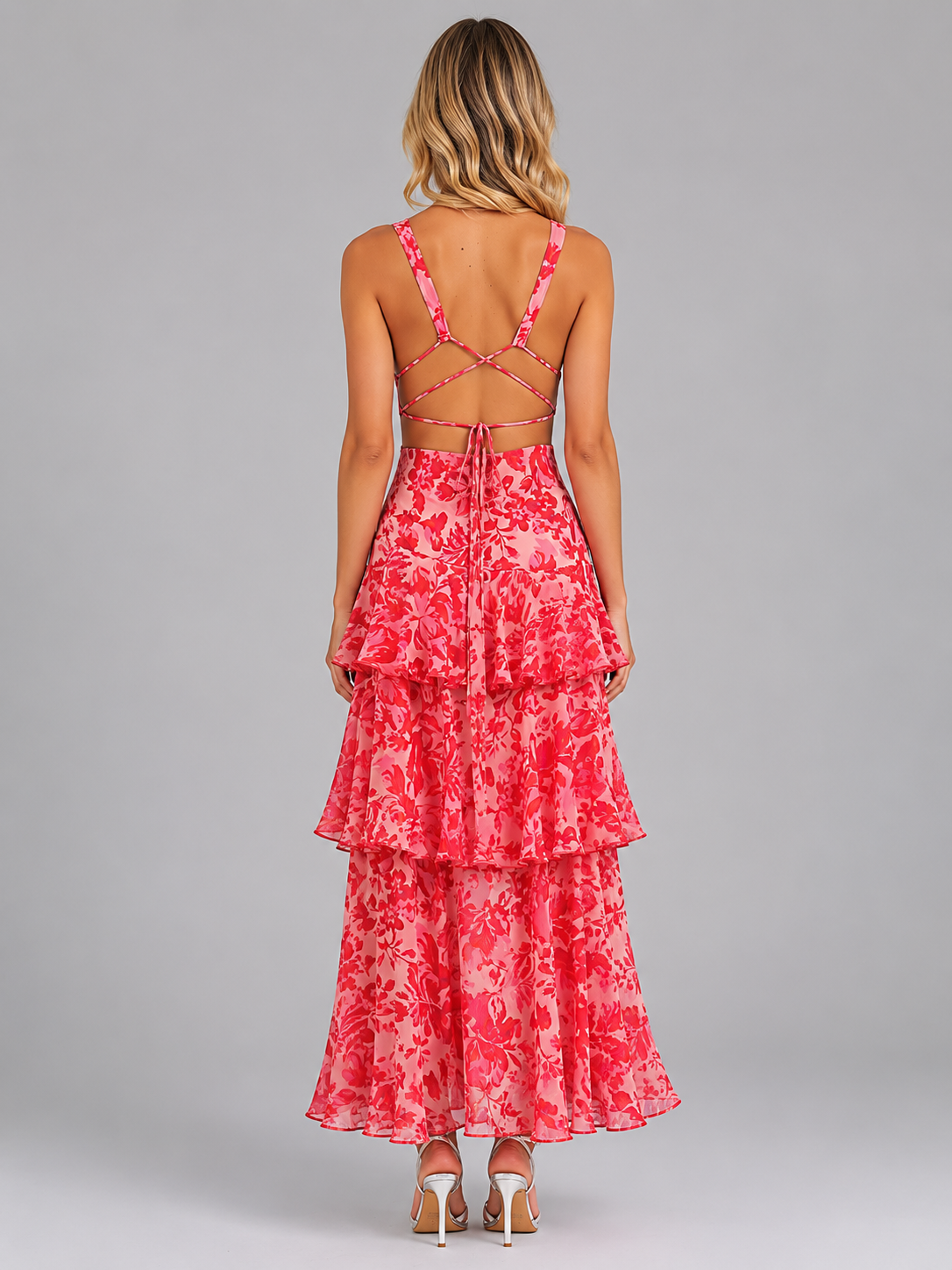 Women's Tiered Ruffle Summer Floral Maxi Dress | V-Neck