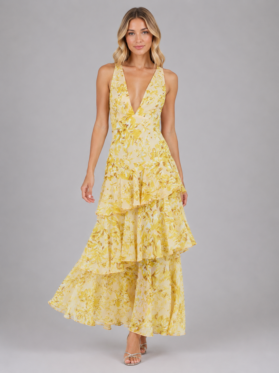 Women's Tiered Ruffle Summer Floral Maxi Dress | V-Neck