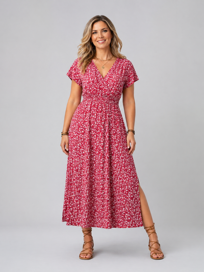 Women's Summer Floral Print Maxi Dress | V-Neck