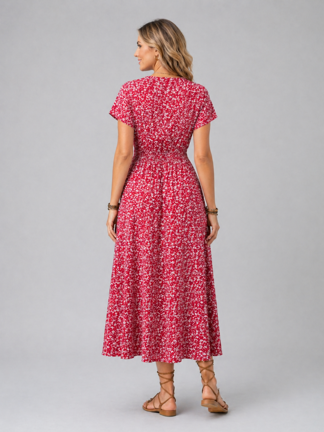 Women's Summer Floral Print Maxi Dress | V-Neck