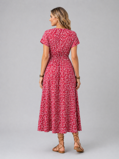 Women's Summer Floral Print Maxi Dress | V-Neck