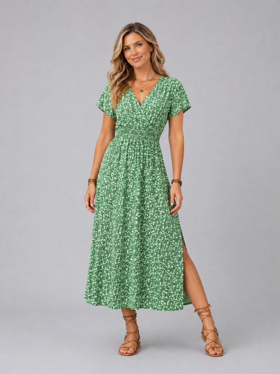 Women's Summer Floral Print Maxi Dress | V-Neck