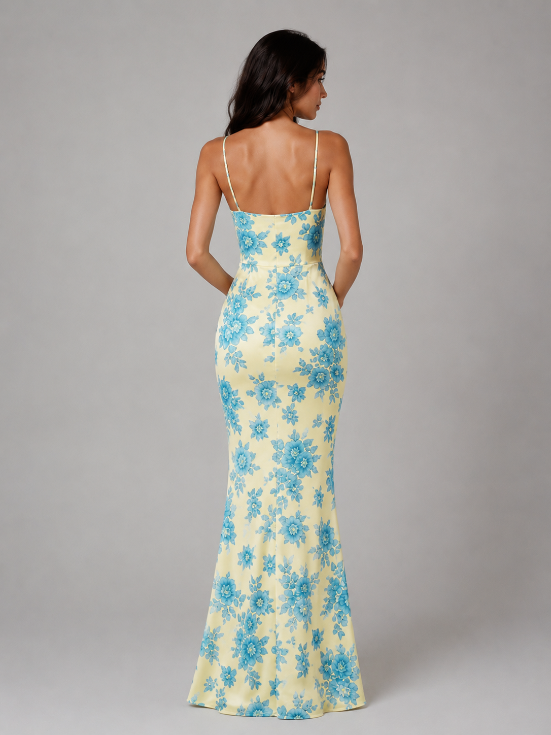 Women's Cowl Neck Floral Maxi Dress | with Spaghetti Straps