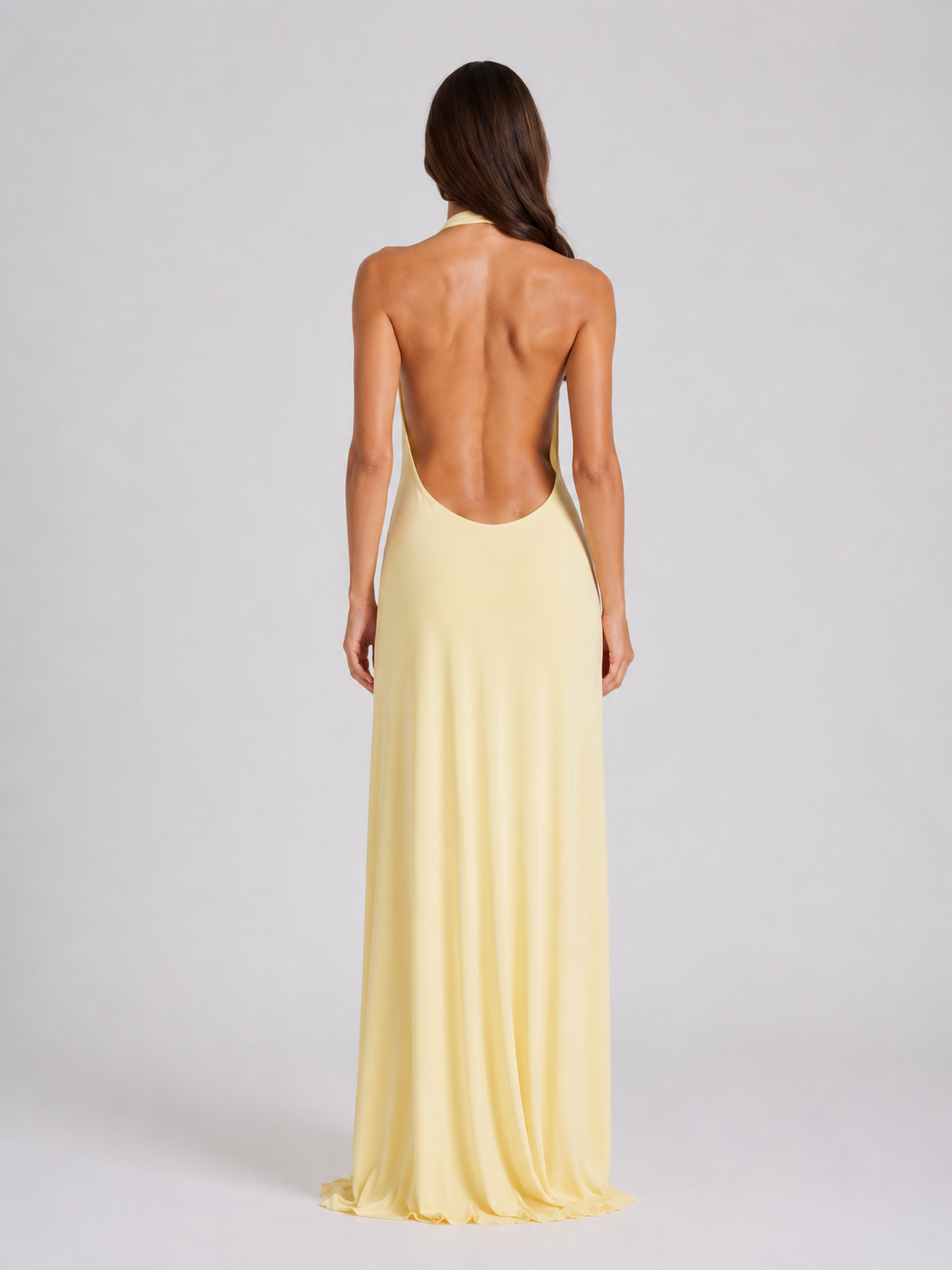 Women's Halter Neck Maxi Evening Gown | with Thigh-High Slit