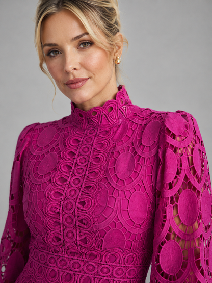 Women’s Mock Neck Midi Wedding Guest Dress | Long Sleeve