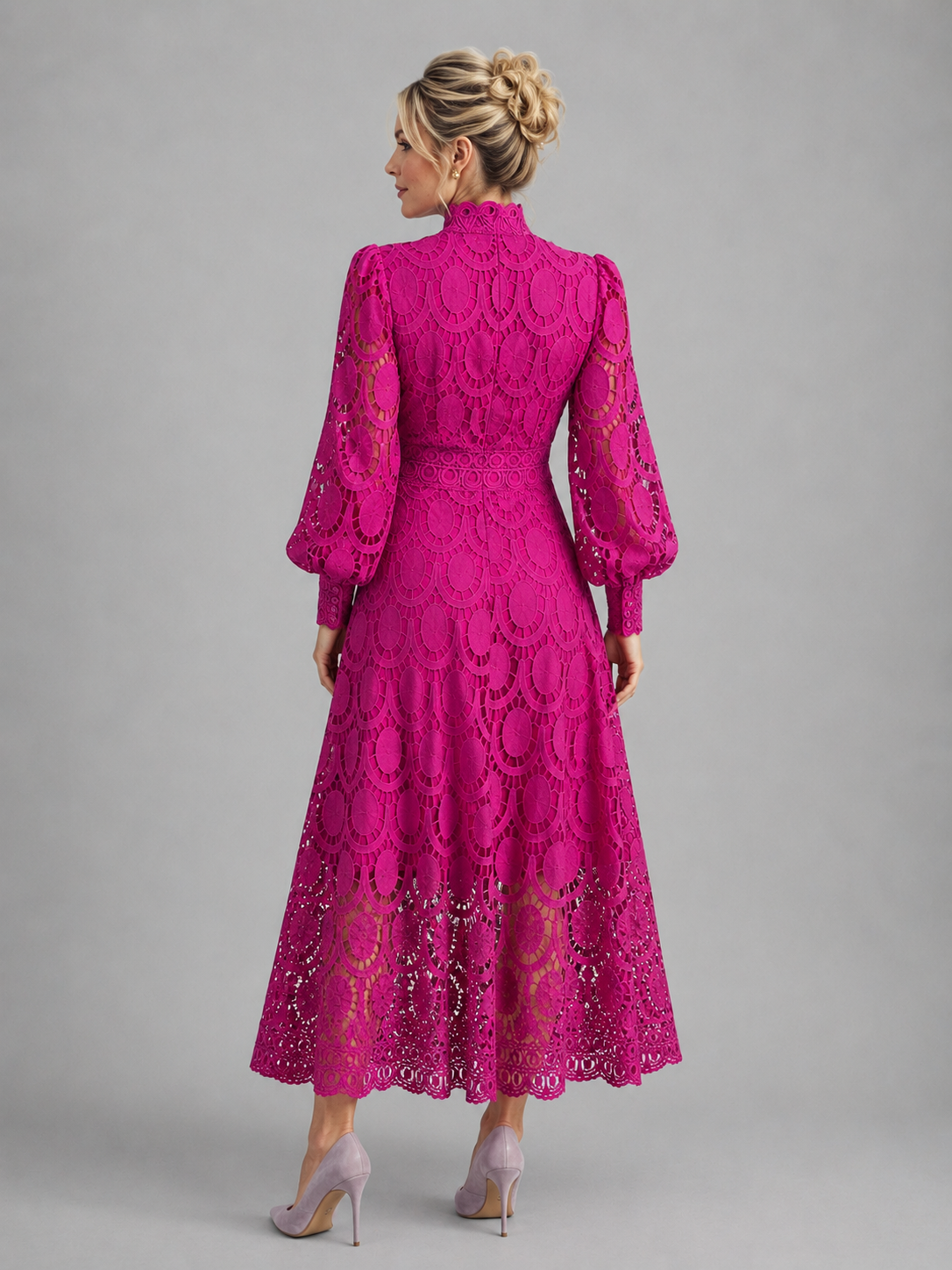Women’s Mock Neck Midi Wedding Guest Dress | Long Sleeve