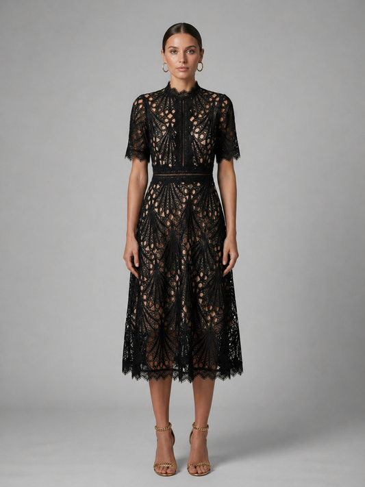 Women’s Mock Neck Wedding Guest Dress | Midi
