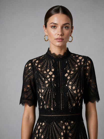 Women’s Mock Neck Wedding Guest Dress | Midi