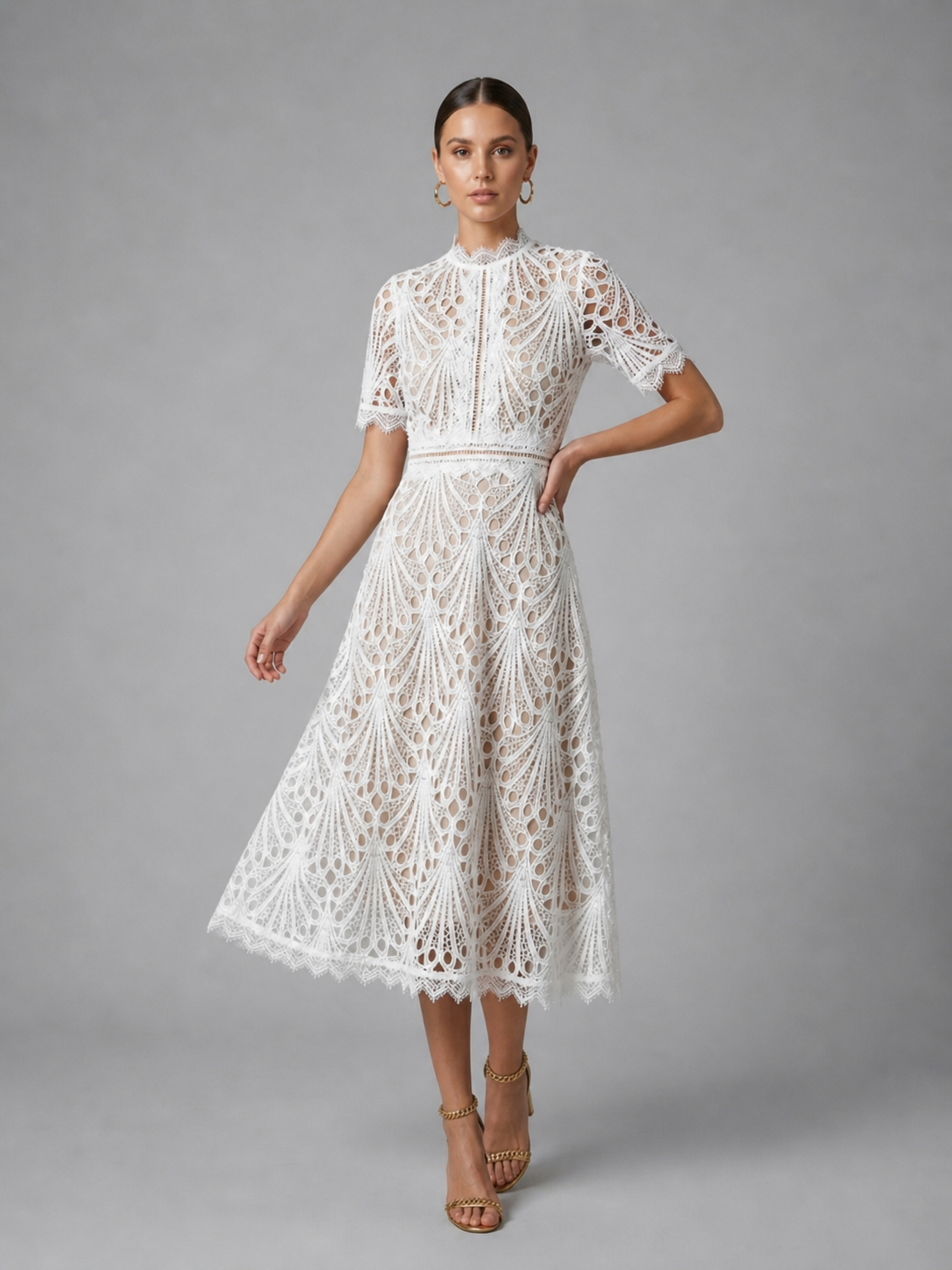 Women’s Mock Neck Wedding Guest Dress | Midi