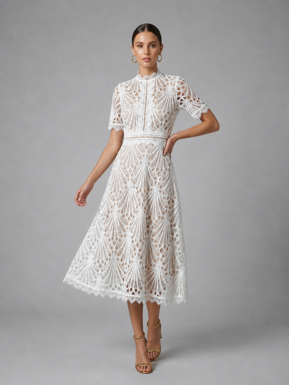 Women’s Mock Neck Wedding Guest Dress | Midi