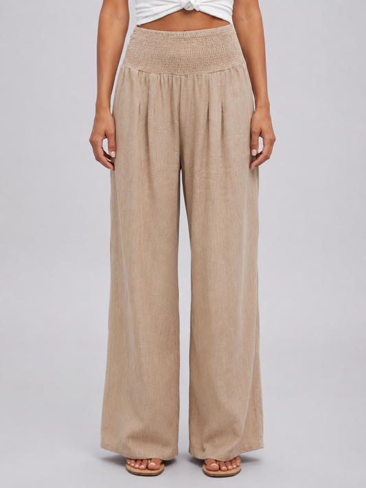 Women's High Waisted Smocked Waist Pants | Wide Leg