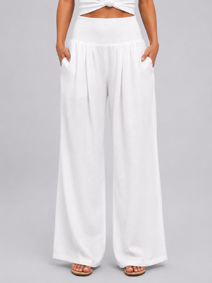 Women's High Waisted Smocked Waist Pants | Wide Leg