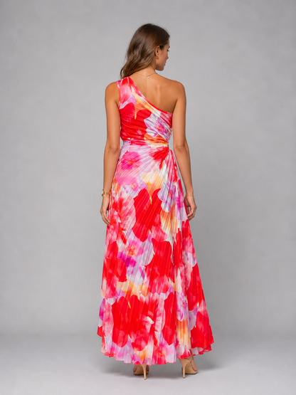 Women’s Vibrant Floral One-Shoulder Maxi Dress | Summer