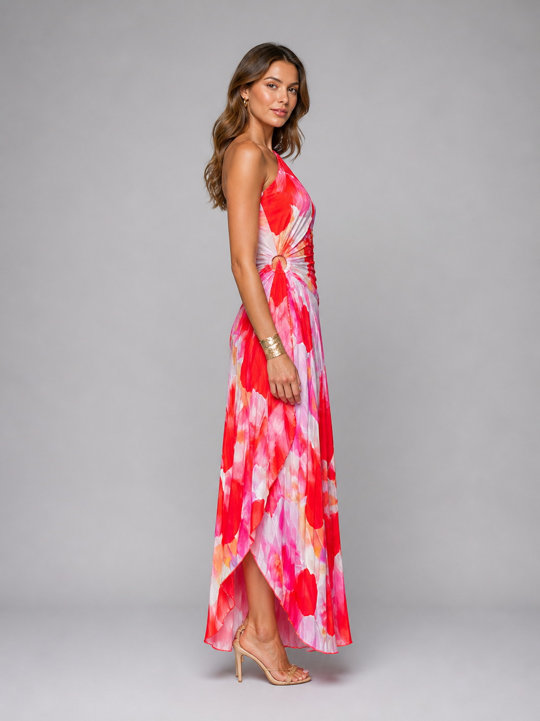 Women’s Vibrant Floral One-Shoulder Maxi Dress | Summer