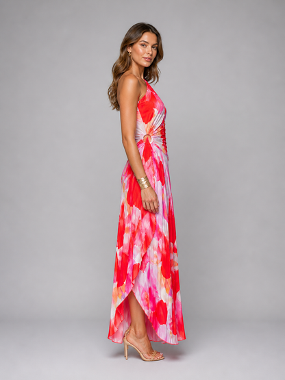 Women’s Vibrant Floral One-Shoulder Maxi Dress | Summer