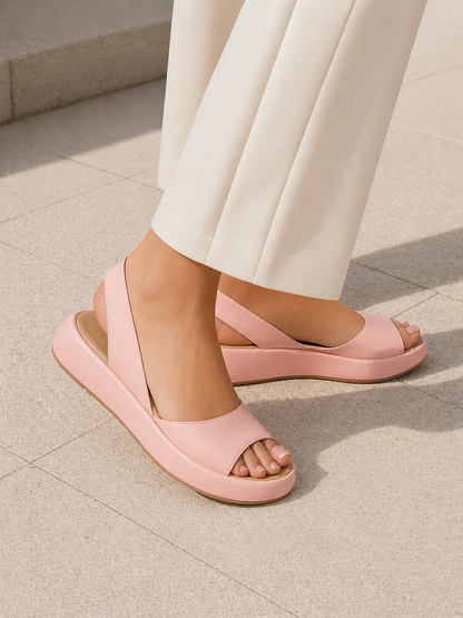 Women's Low Wedge Platform Slingback Sandals | Open Toe