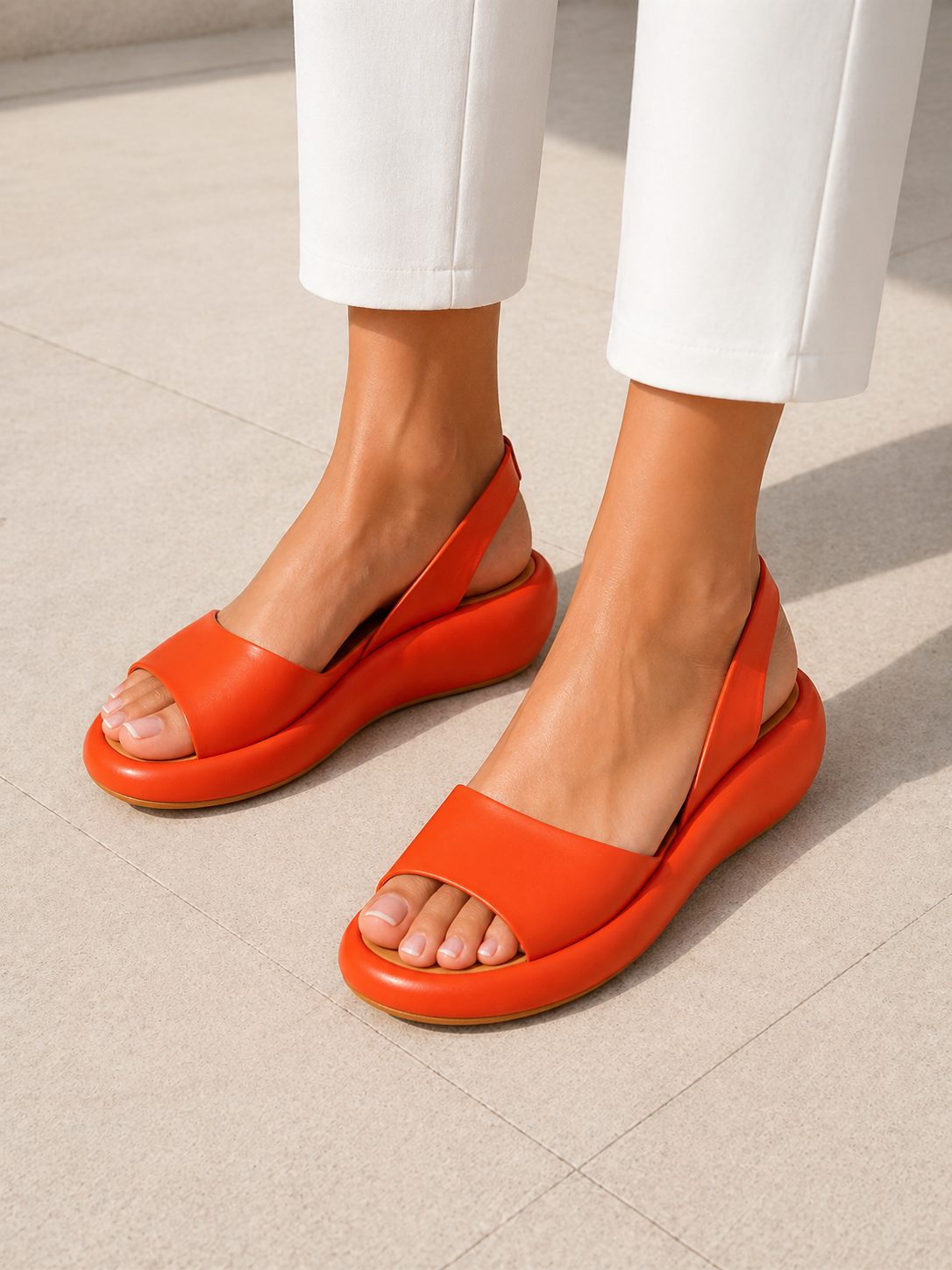 Women's Low Wedge Platform Slingback Sandals | Open Toe