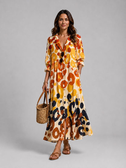 Women’s Relaxed Fit Printed Shirt Dress | Maxi