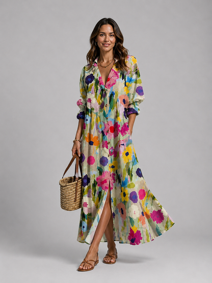 Women’s Relaxed Fit Printed Shirt Dress | Maxi