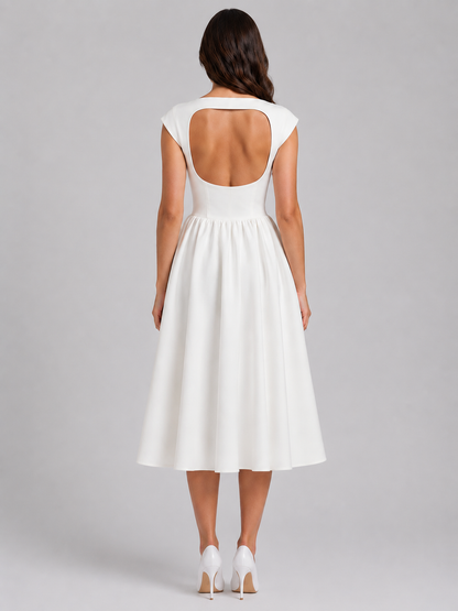 Women’s Boat Neck Midi Cocktail Dress | Sleeveless