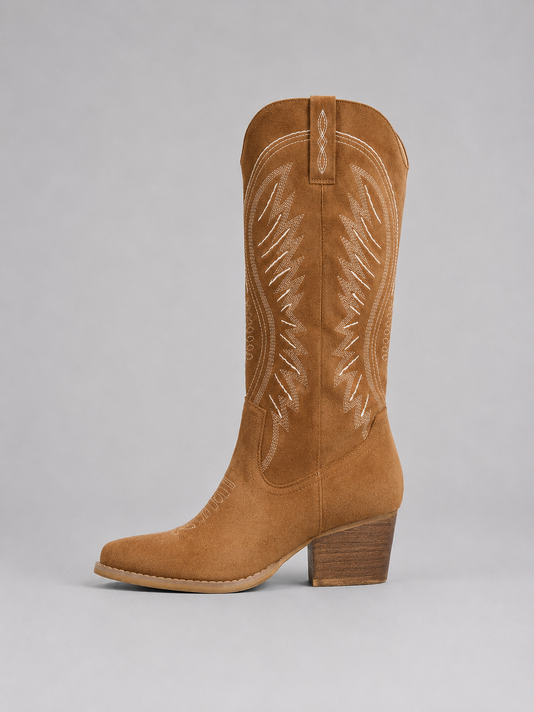 Women's Knee-High Pointed Toe Cowboy Boots | with Block Heel