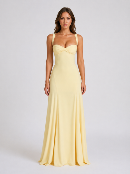 Women’s Yellow Sweetheart Neck Prom Dress | Maxi