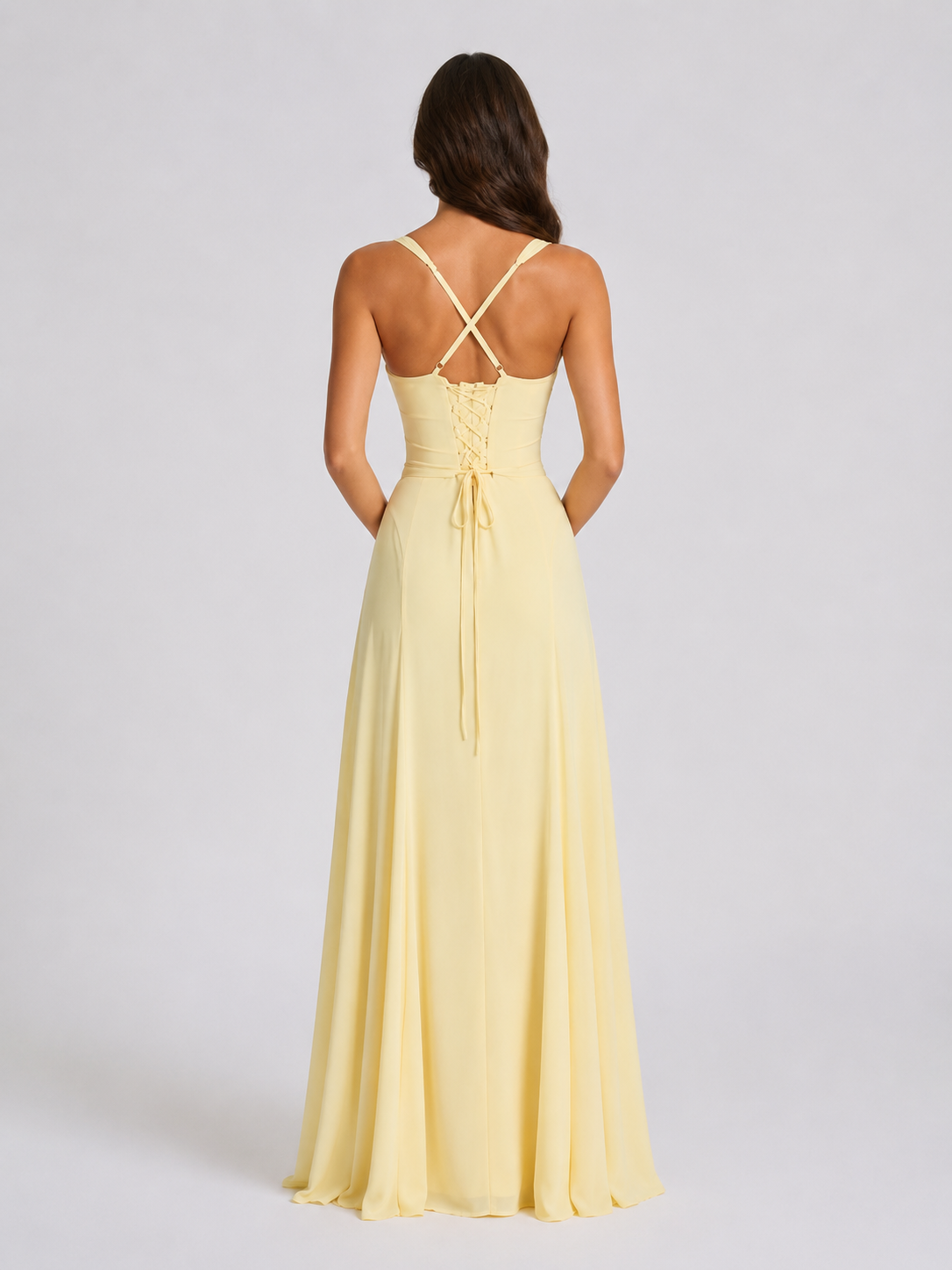 Women’s Yellow Sweetheart Neck Prom Dress | Maxi