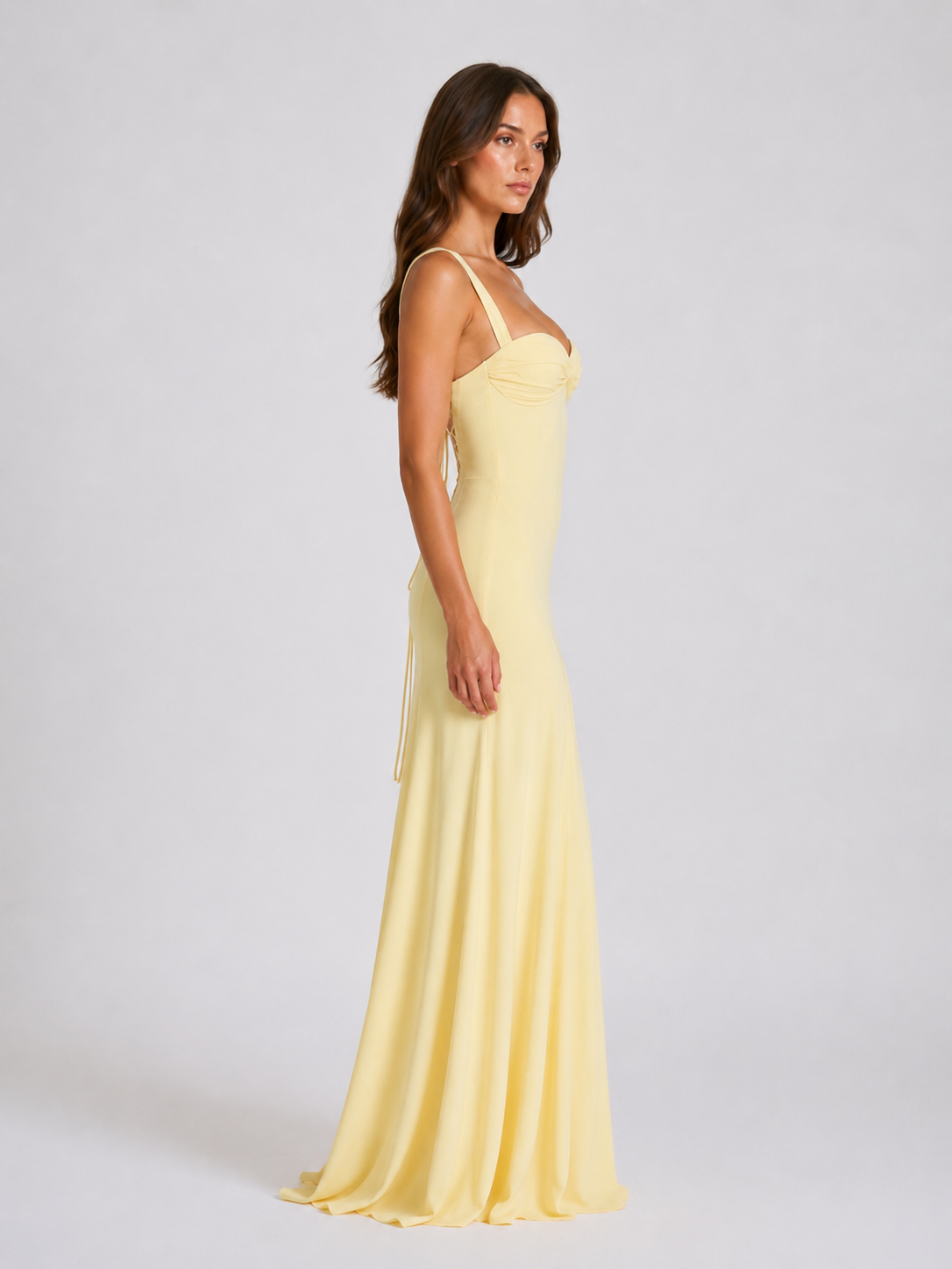 Women’s Yellow Sweetheart Neck Prom Dress | Maxi