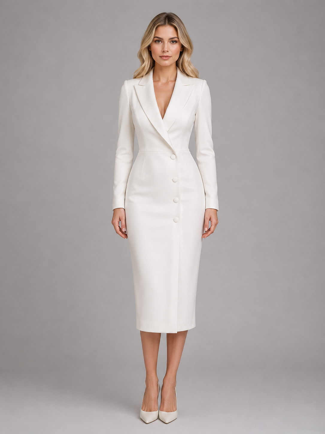 Women's Long Sleeve Blazer Midi Dress | Formal Business