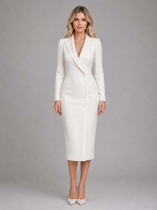 Women's Long Sleeve Blazer Midi Dress | Formal Business