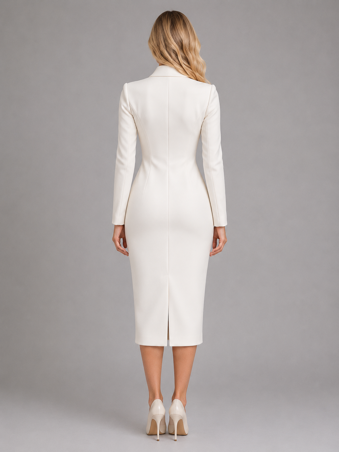 Women's Long Sleeve Blazer Midi Dress | Formal Business
