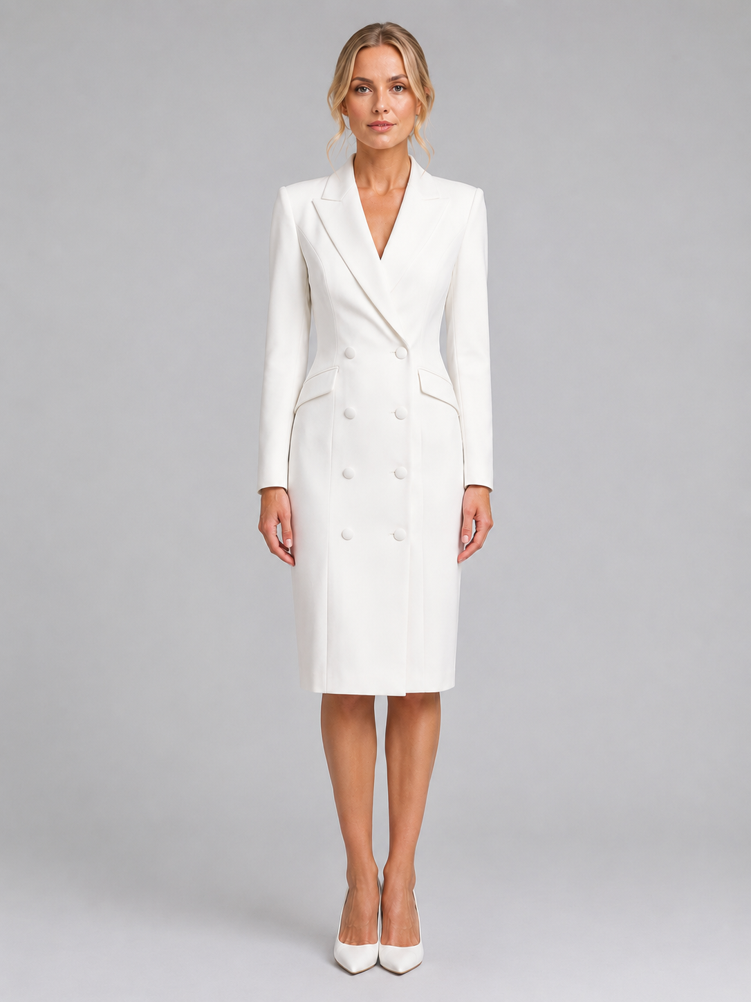 Women's Formal Double-Breasted Blazer Dress | Midi