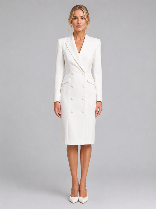 Women's Formal Double-Breasted Blazer Dress | Midi