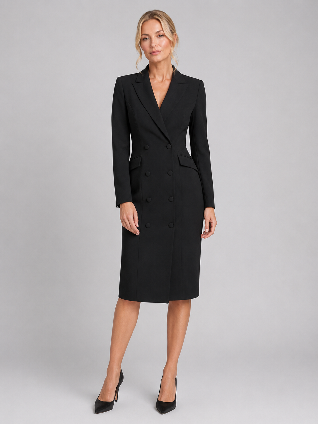 Women's Formal Double-Breasted Blazer Dress | Midi